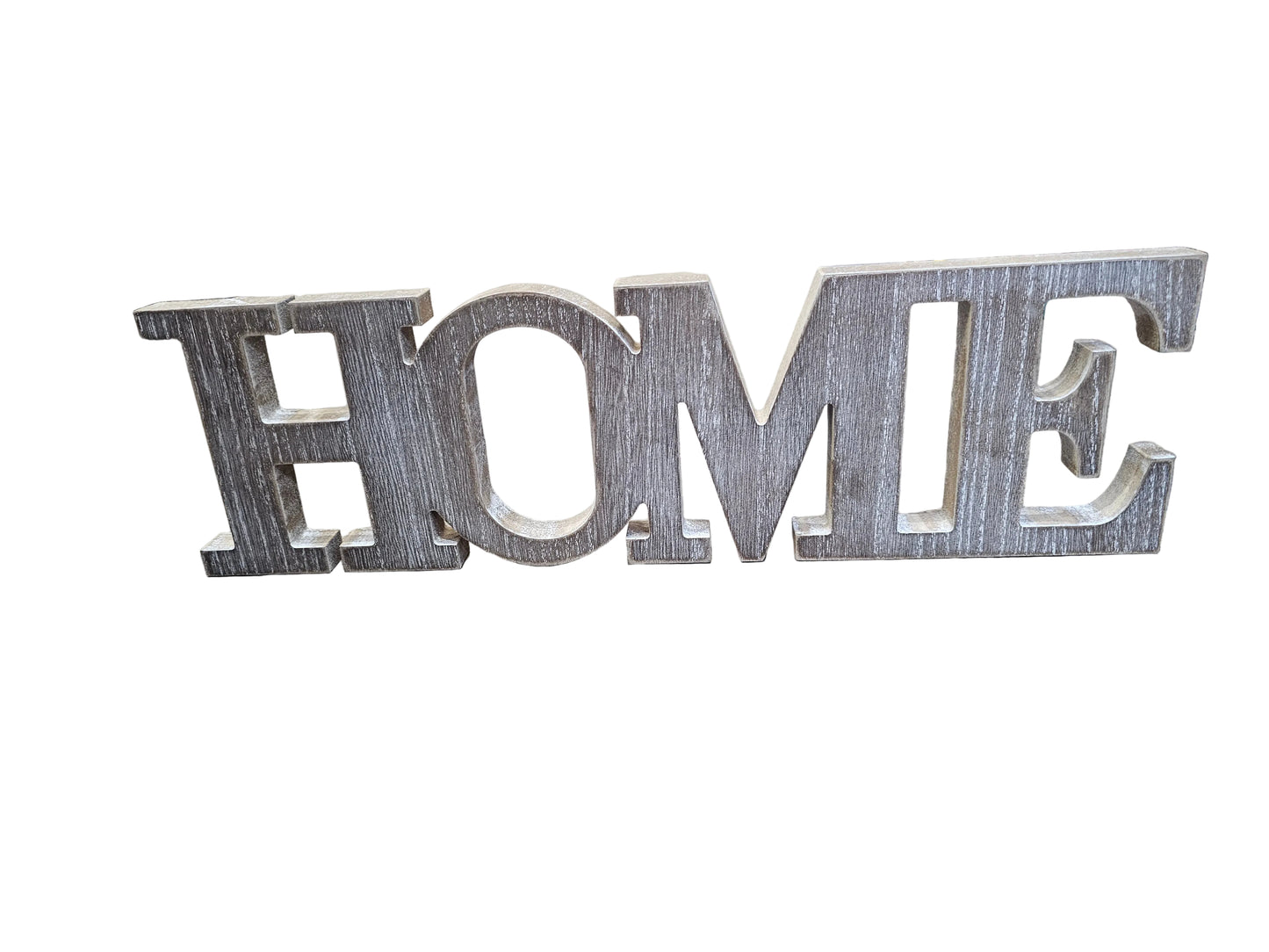 Rustic wooden "HOME" sign with a weathered finish