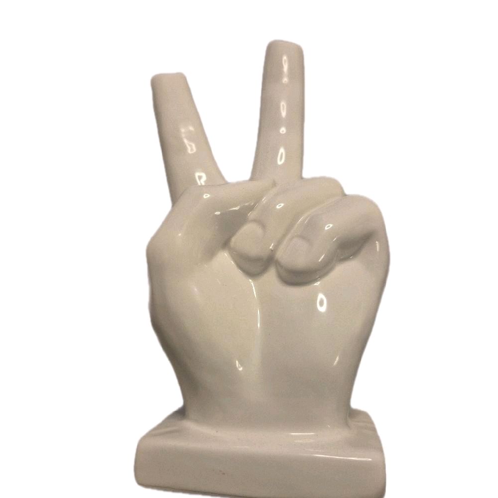 21cm V For Victory Vase - Decorative Ornaments Ceramic Flowers