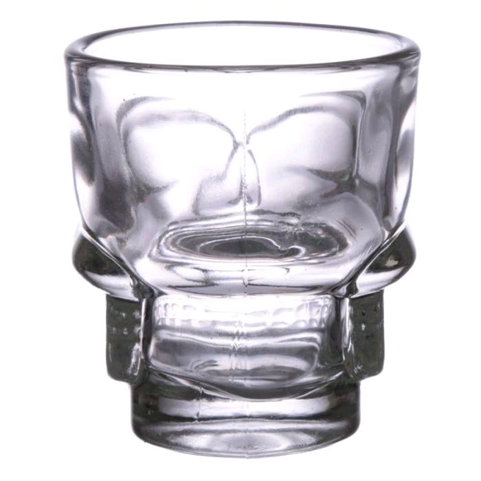 Set of 2 Glass Skull Shot Glasses with Roses (60ml) - Drinkware