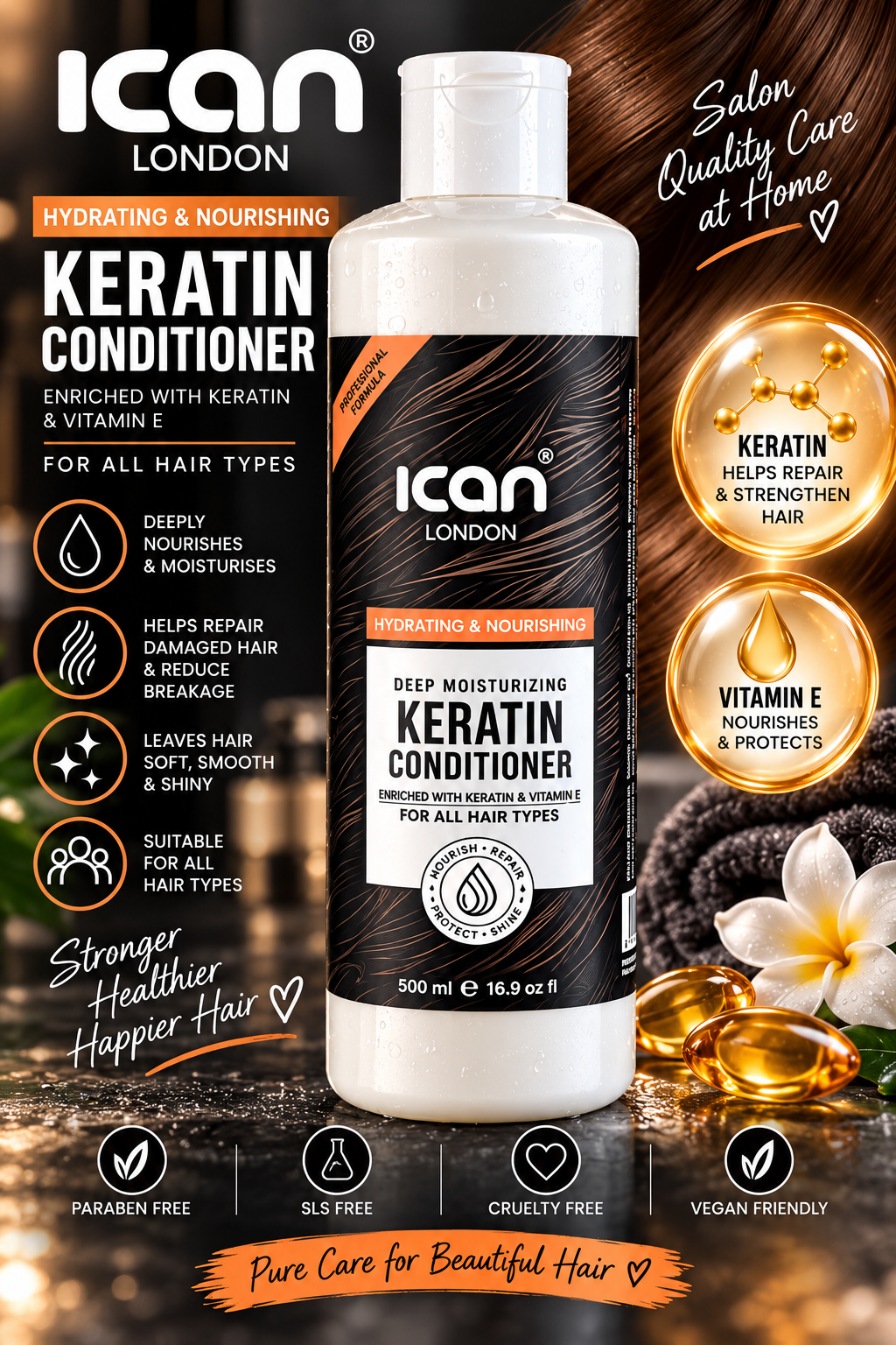ICAN London 500ml hair care products