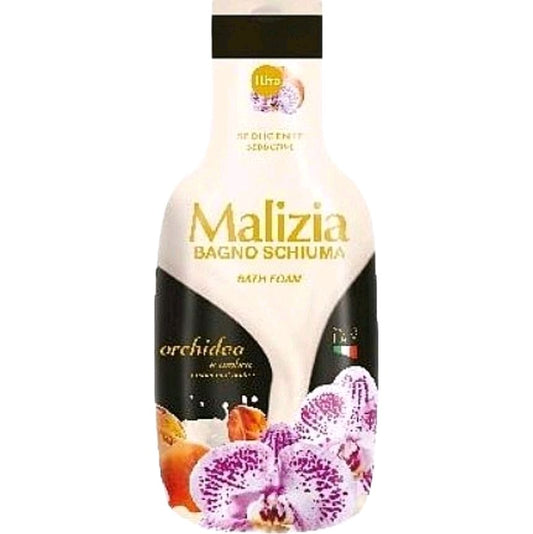 Malizia Orchidea & Amber Bath Foam 1000ml - Luxurious Italian Bathing Experience with Orchid & Amber Fragrance Body Care Cleanser Daily Scented Cleansing Nourishing