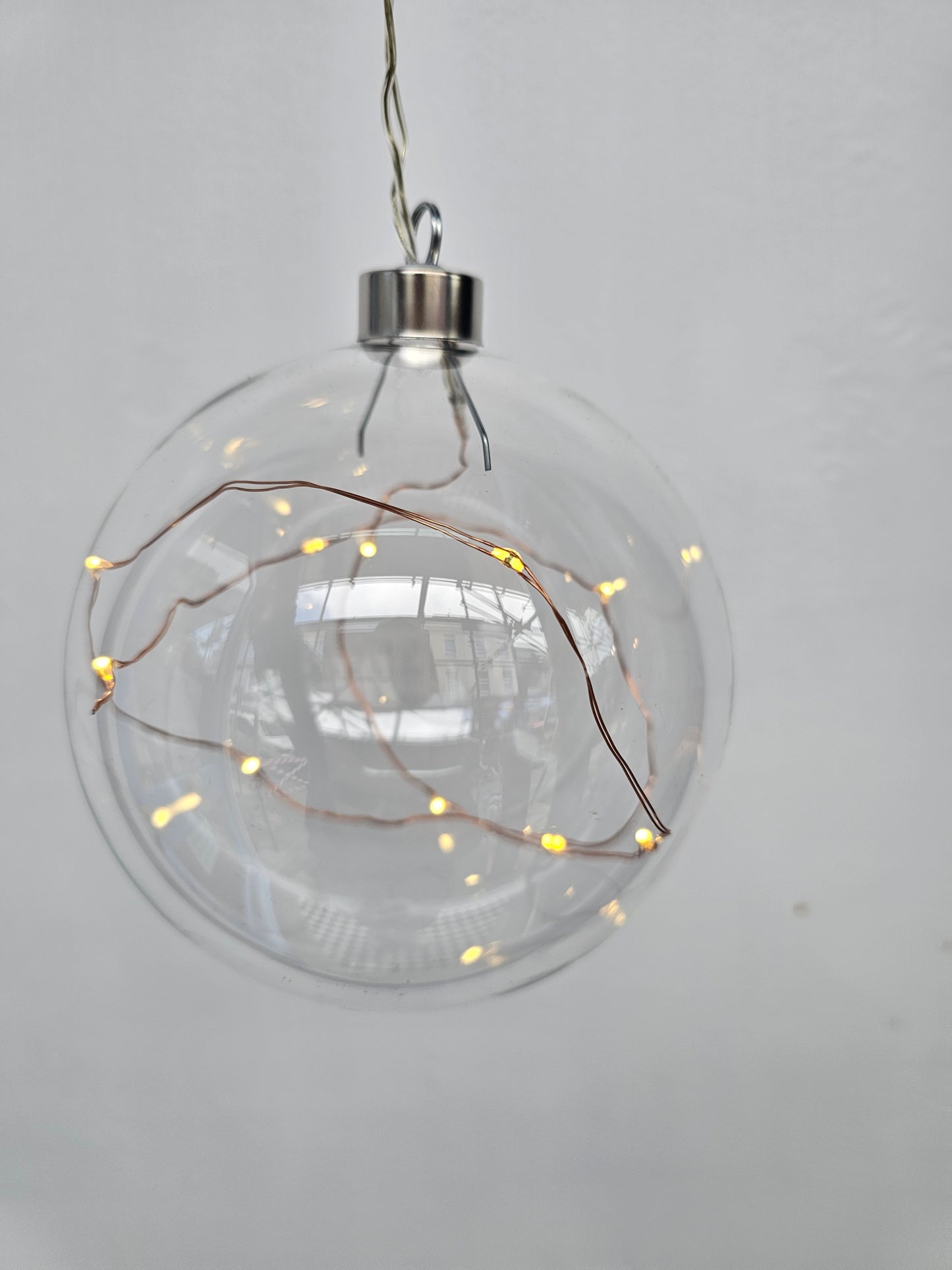 Glass Bauble with 10 White LED lights
