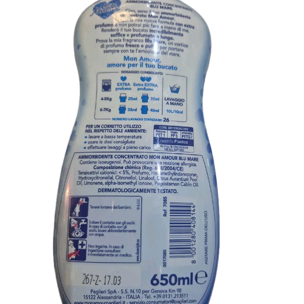 Mon Amour Italian Concentrated Perfumed Sea Blue Fabric Softener