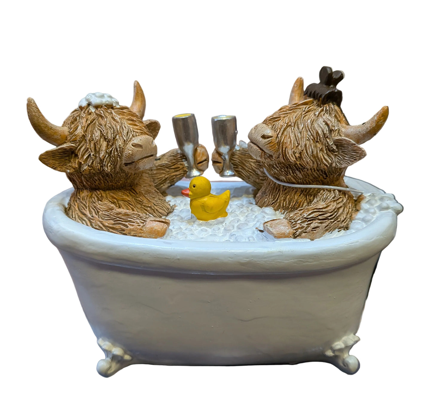 Bath Time Romance Highland cow figure