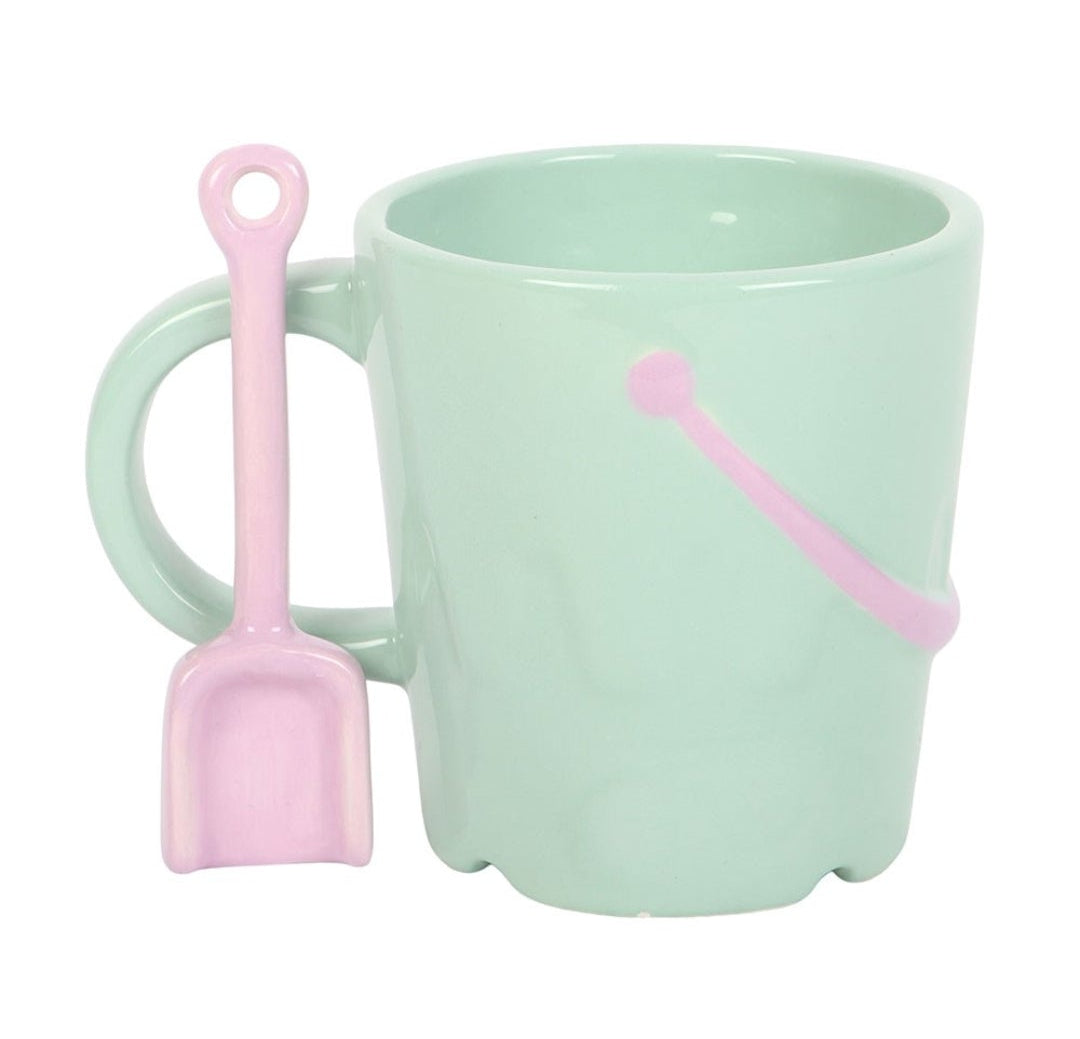 Pastel Bucket Mug with Spade Spoon