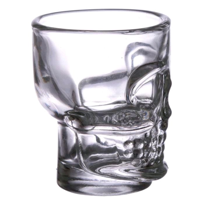 Set of 2 Glass Skull Shot Glasses with Roses (60ml) - Drinkware