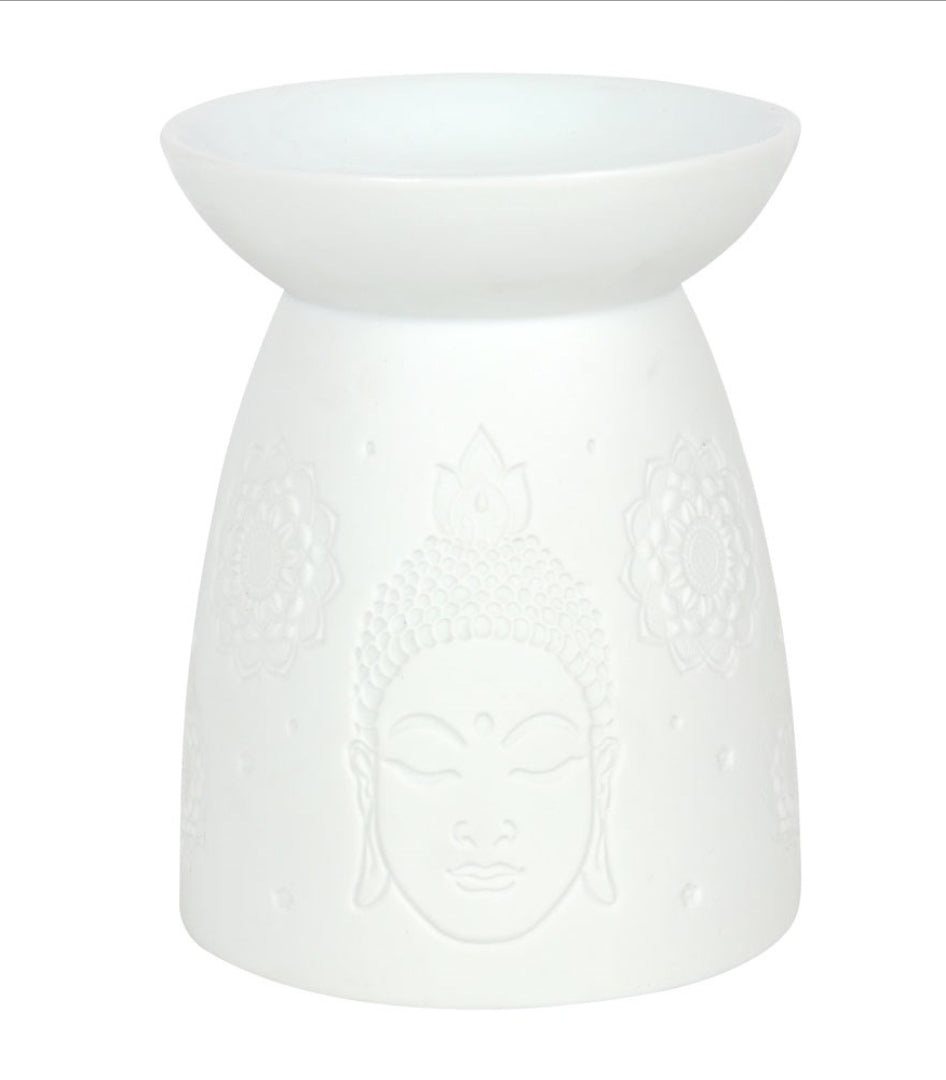 White Ceramic Buddha Face Oil Burner