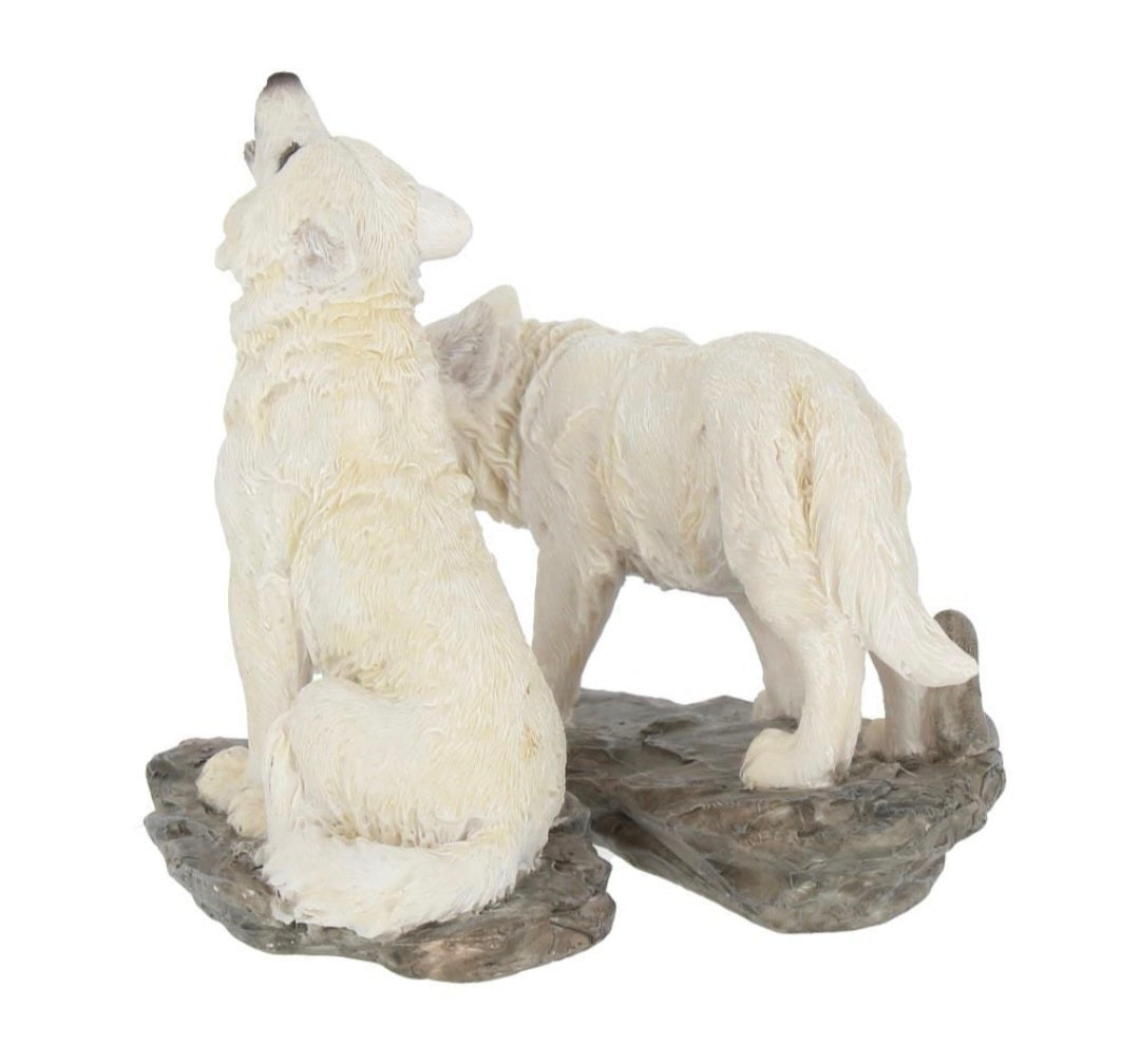 Before the Chase (Set of 2) 9.8cm white wolves