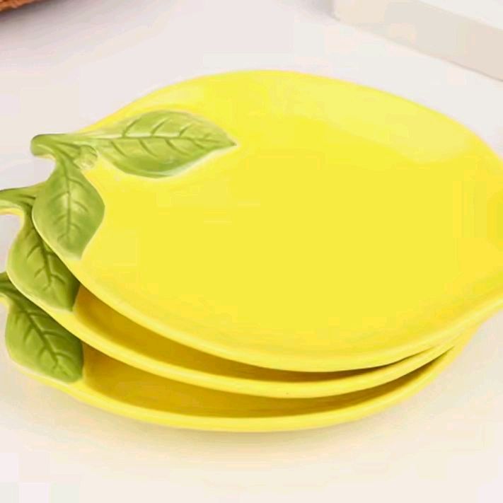 1Pc Lemon Shaped Ceramic Dish for Salad, Fruit, or Snacks - Kitchen Utensil Accessory Plates