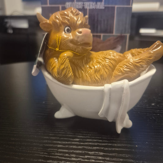 Relax Bathtime Highland Cow Ornament