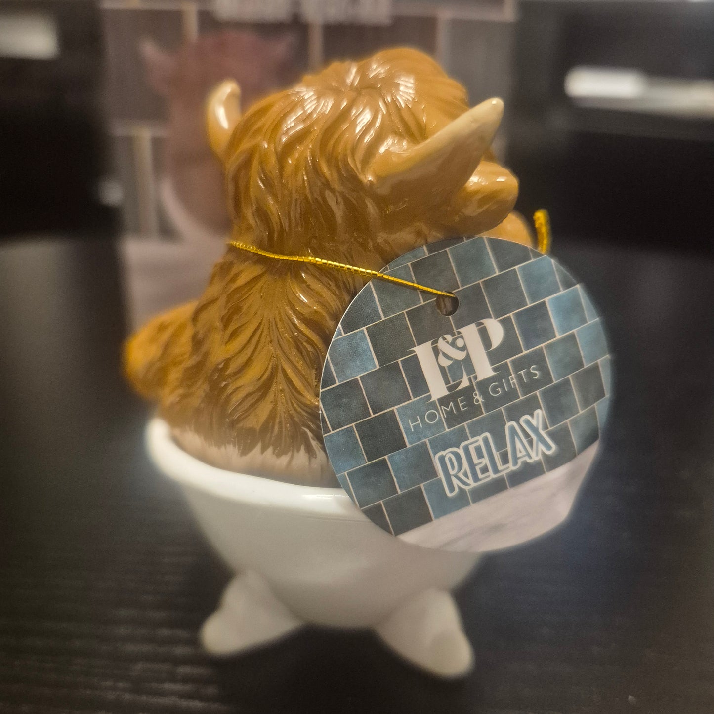 Relax Bathtime Highland Cow Ornament