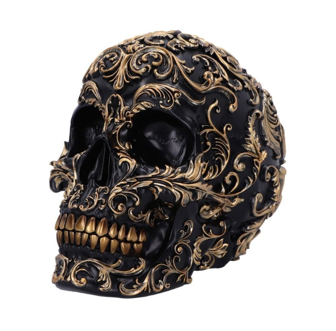 Renaissance 19cm Black and Gold Skull