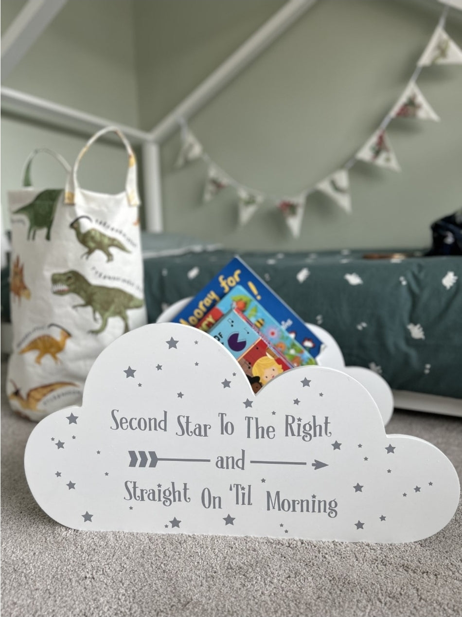 White Wooden Cloud Shaped Children's Bookshelf
