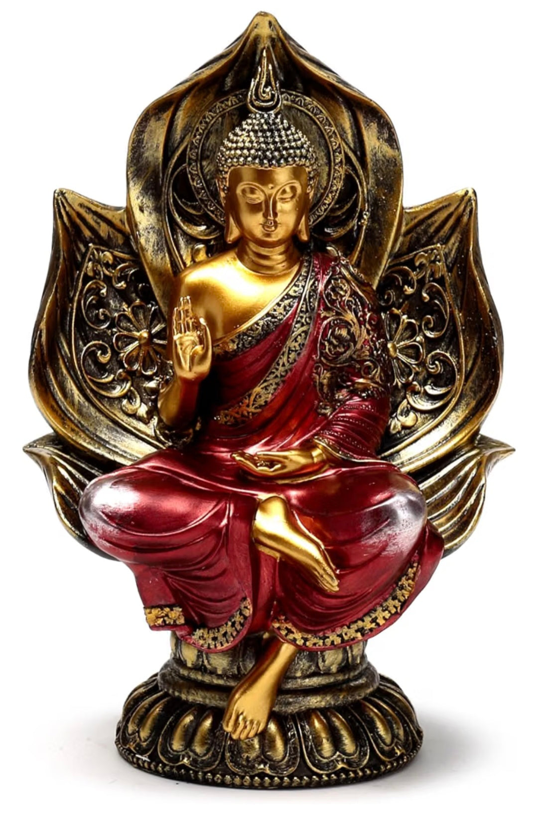 Red & Gold Thai Buddha Seated Lotus