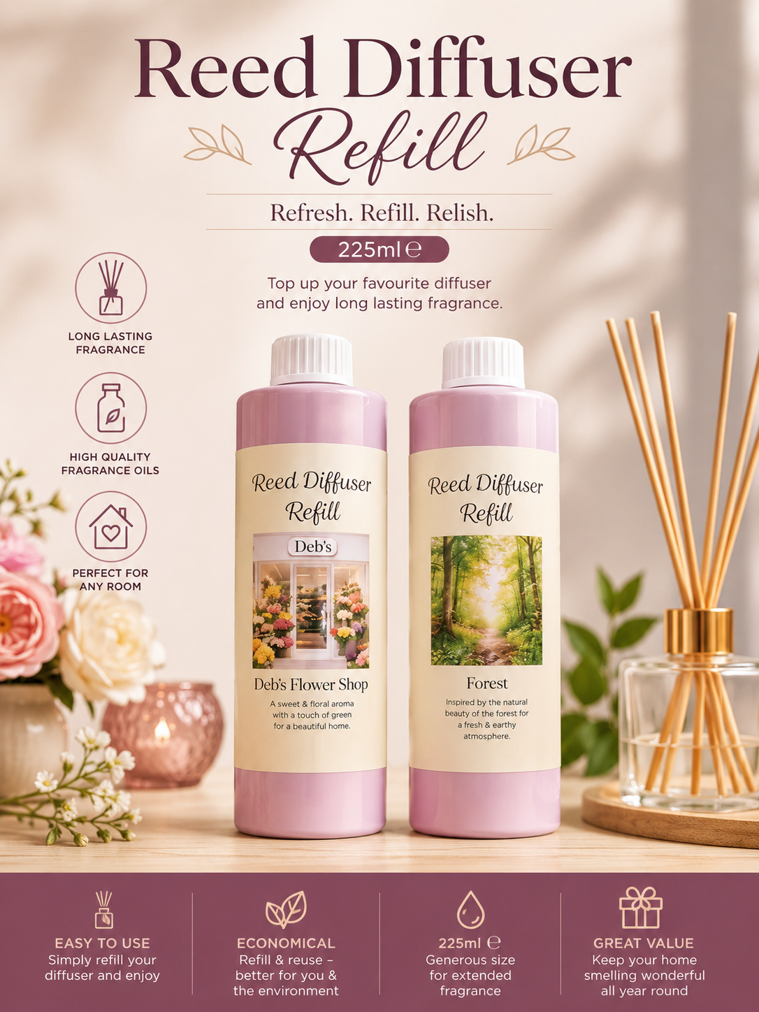 Reed Diffuser Refill Bottle 225ml