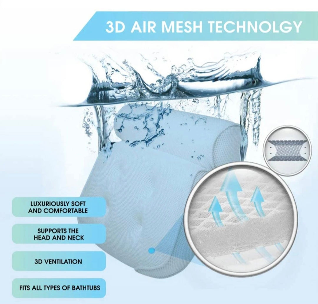 Spa Mesh Bath Pillow - Blue
