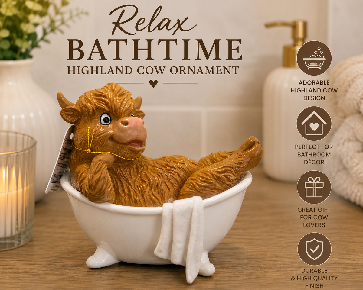 Relax Bathtime Highland Cow Ornament