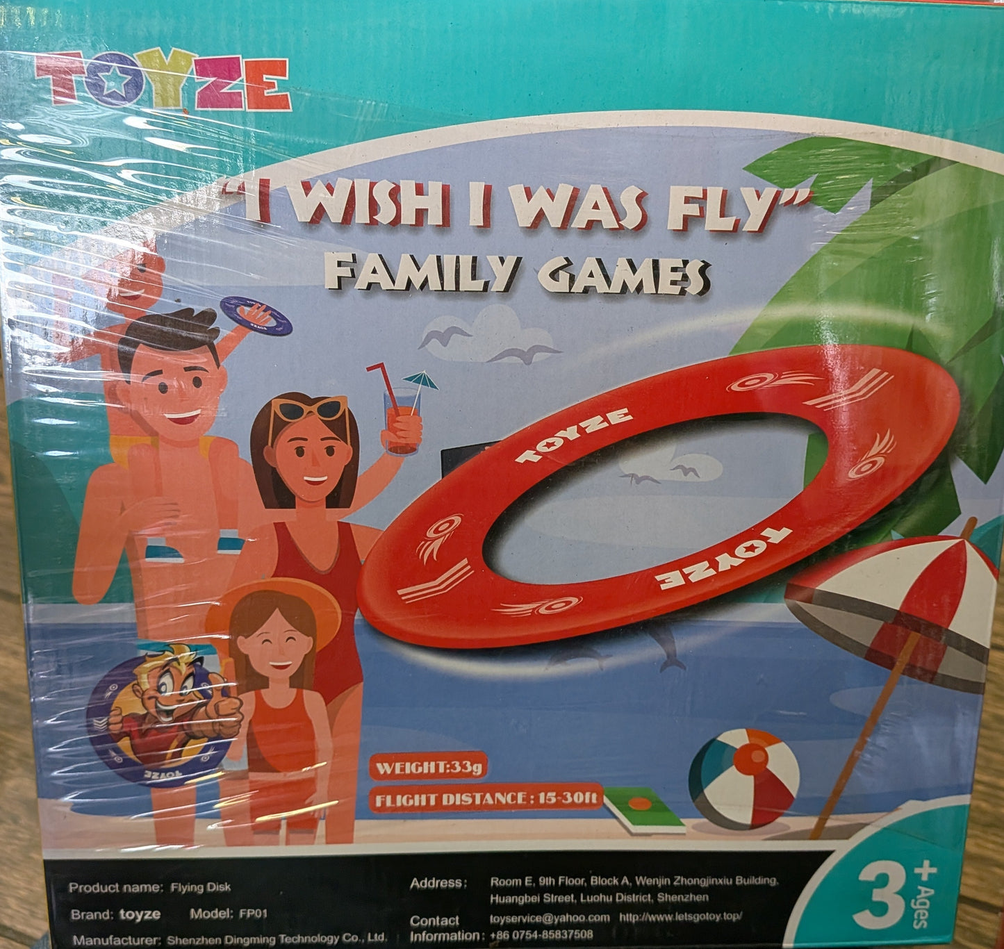 Toyze "I Wish I Was Fly" Family Games Flying Disk