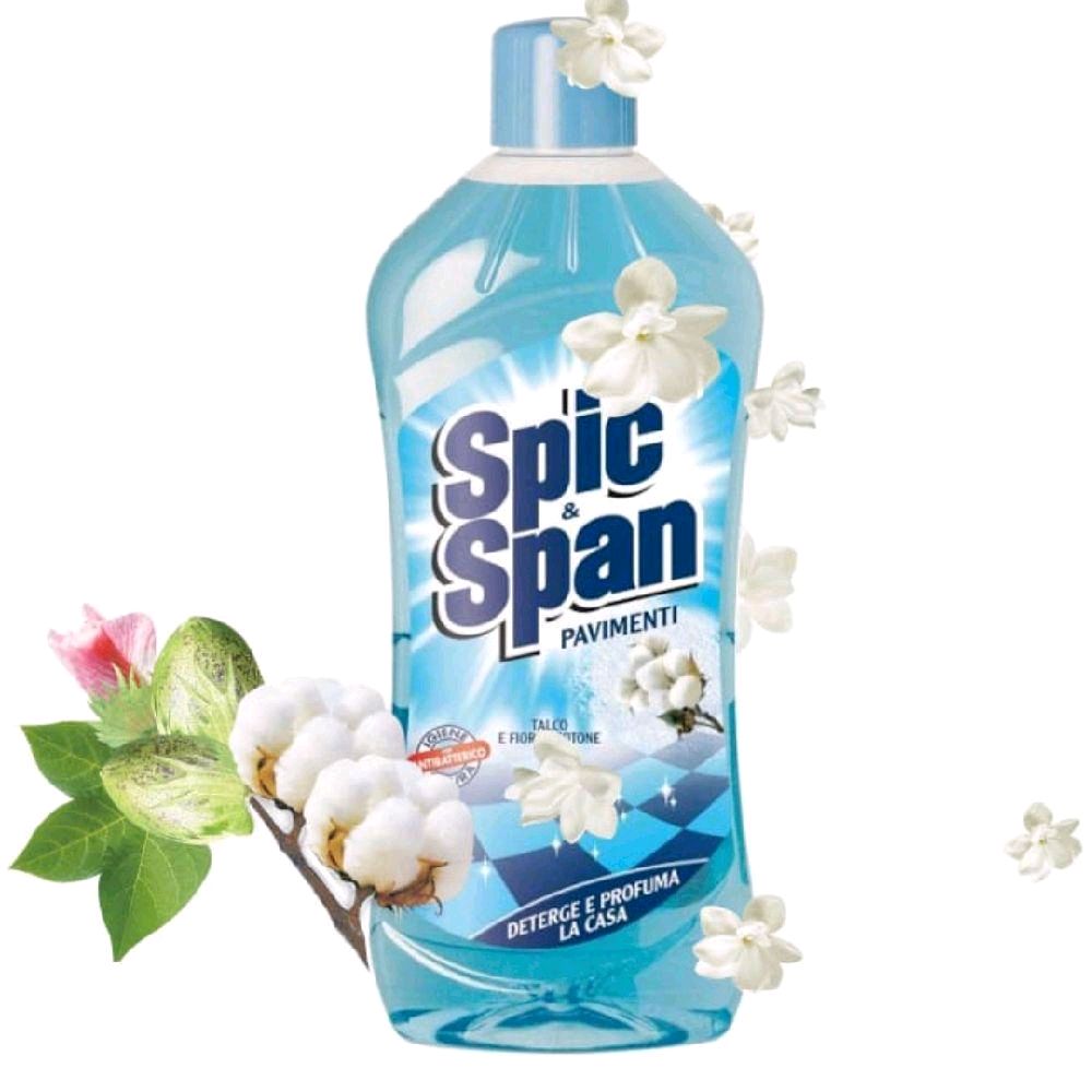 Spic & Span FLOORS 1LT Talc and Cotton Flower Detergent for Household Cleaning Cleaner Scented Fragrance with Talcum Powder and Cotton Flowers - Perfume