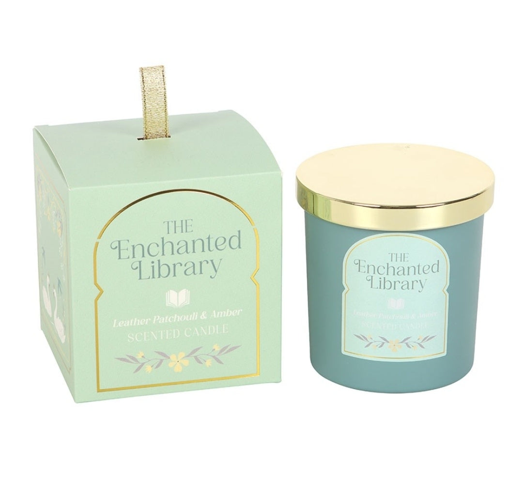 The Enchanted Library Leather, Patchouli & Amber Candle
