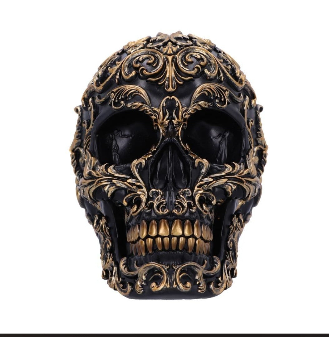 Renaissance 19cm Black and Gold Skull