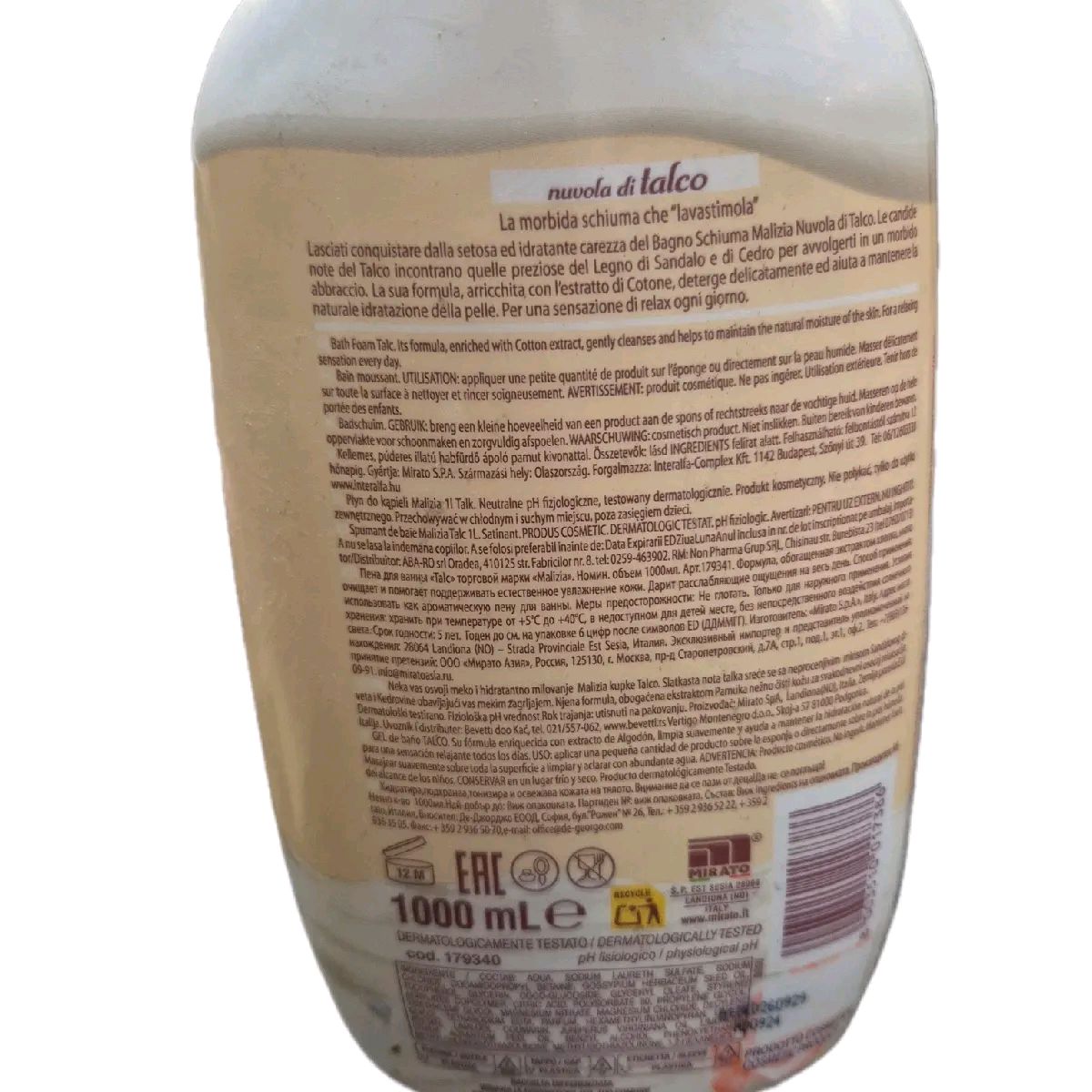 Malizia Cloud of Talc Bath Foam