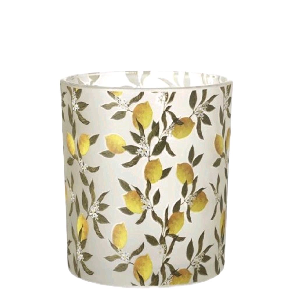Large Glass Lemon Tealight Holder - 10cm Decorative Home Accessory Ornaments Room