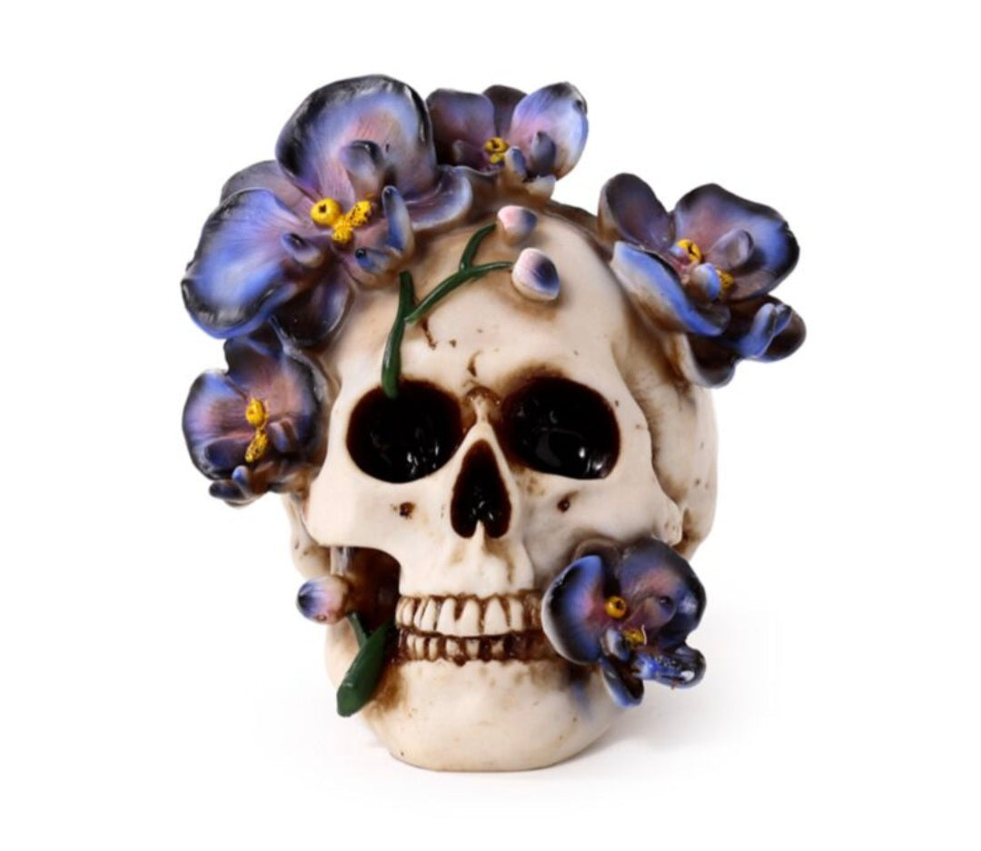 Skull with Purple Vine Flowers