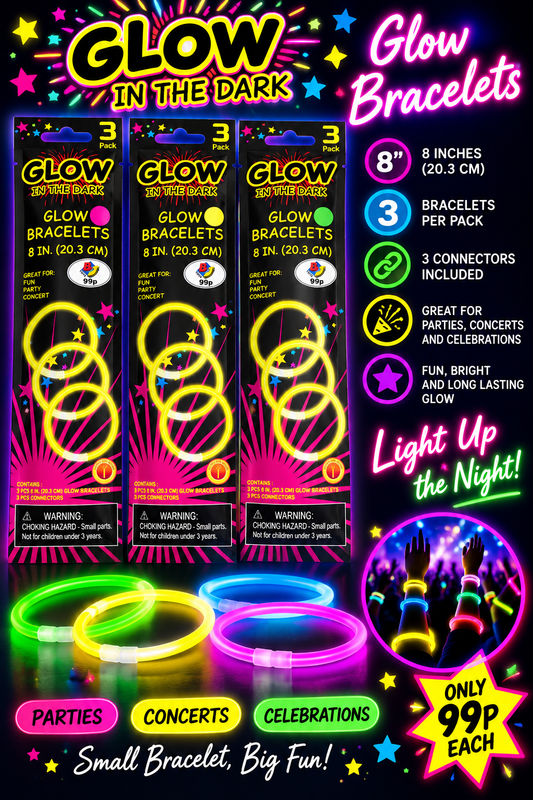 Glow in the dark bracelets 1 pkt supplied