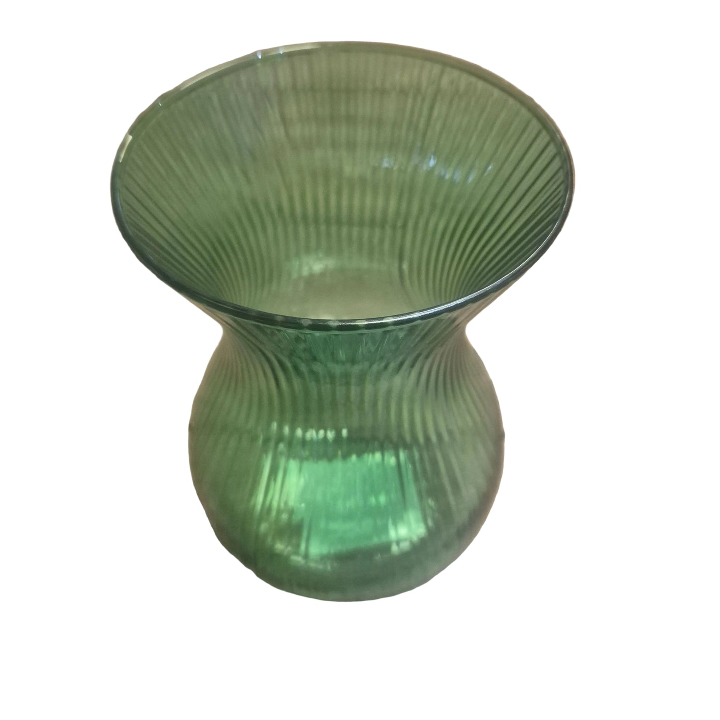 Vintage-style green ribbed glass vase
