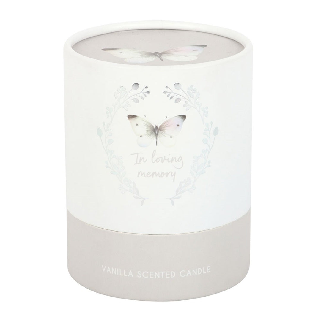 In Loving Memory White Butterfly Vanilla Candle