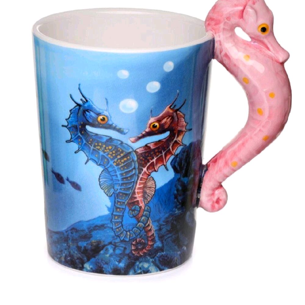 Lisa Parker Seahorse Ceramic Mug - Perfect for your Hot Drinks - Drinkware, Cup, Tumblers Washable Shaped