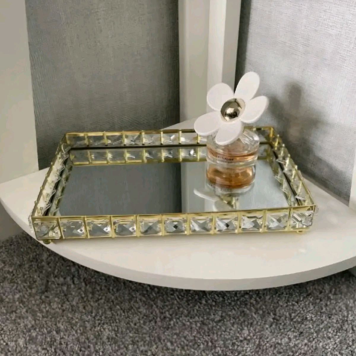 Gold Crystal Edged Rectangular Tray
