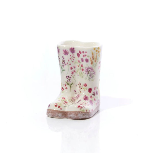 Floral Welly Boot Ceramic Tealight Burner