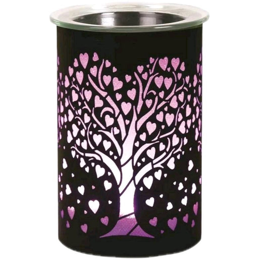 Black LED Wax Melter Heart Tree - 12cm, Colour Changing - Decor, Candle