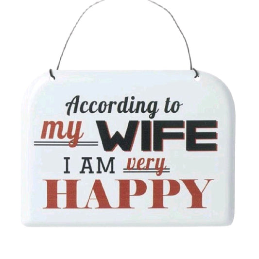 According To My Wife Metal Sign, 15.3cm Decor Retro