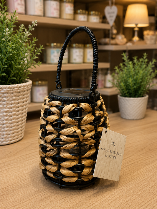 Solar Powered Woven Lantern 25cm