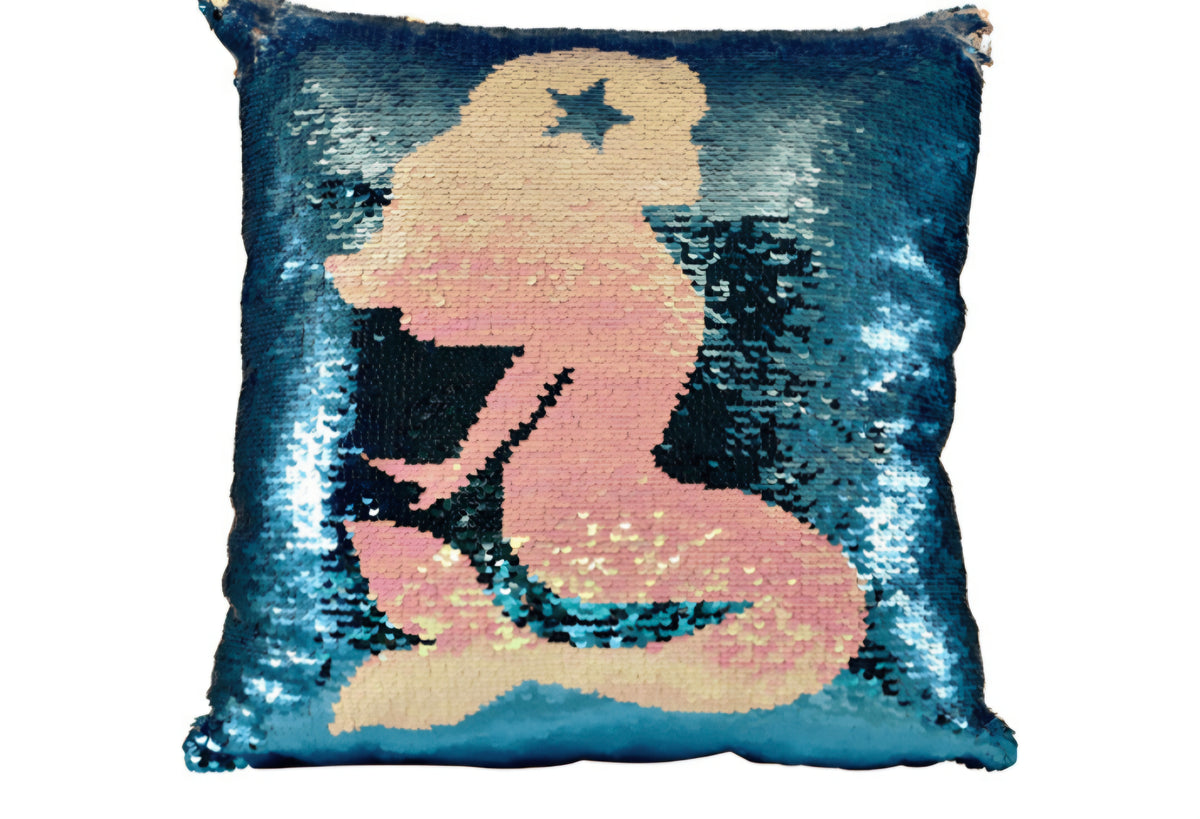 Mermaid reversible sequin cushion