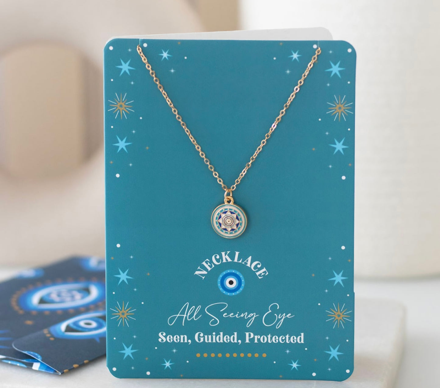 All Seeing Eye Necklace on Greeting Card