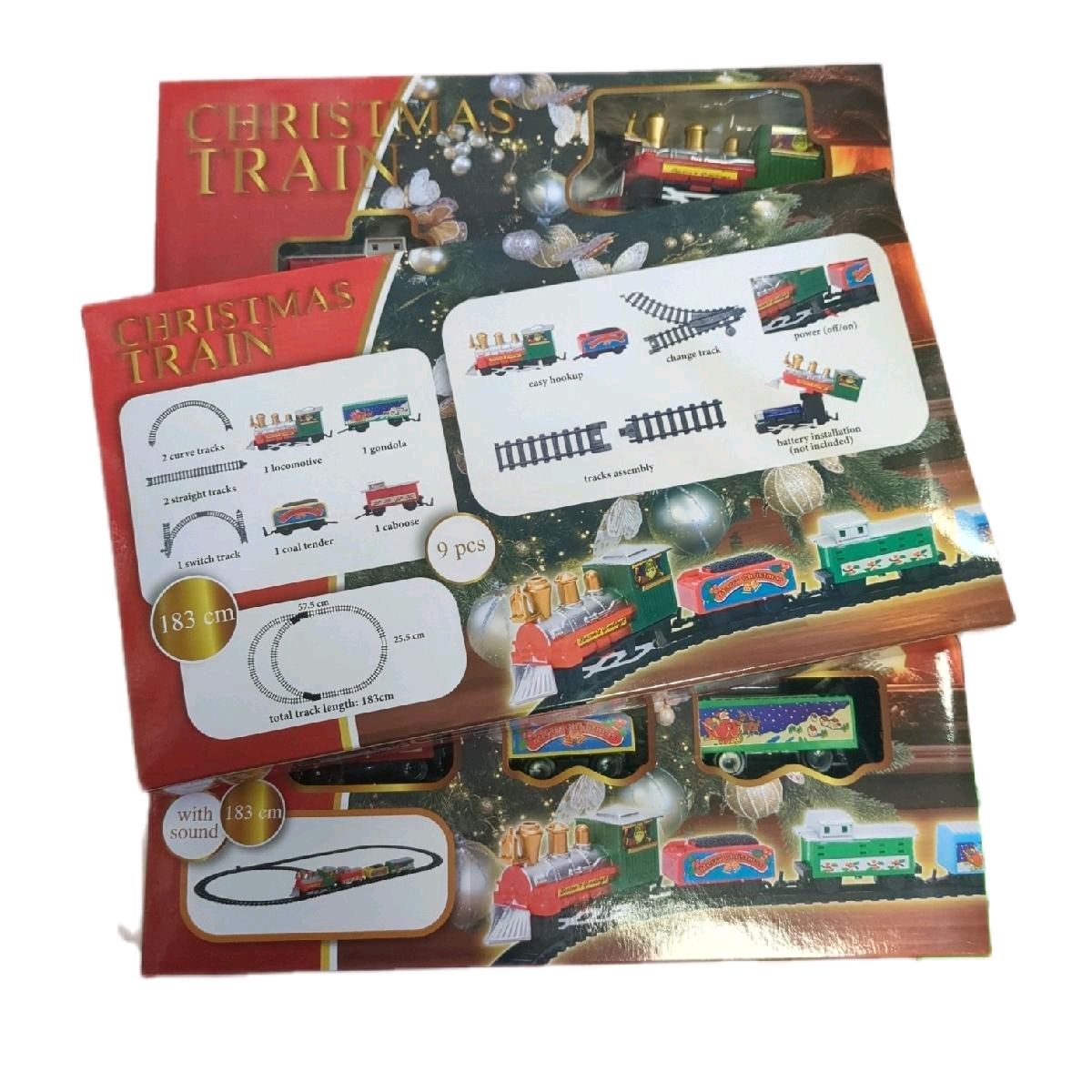 Christmas Train Set with 3 Carriages - 9pcs - Gifts Decor Ornaments