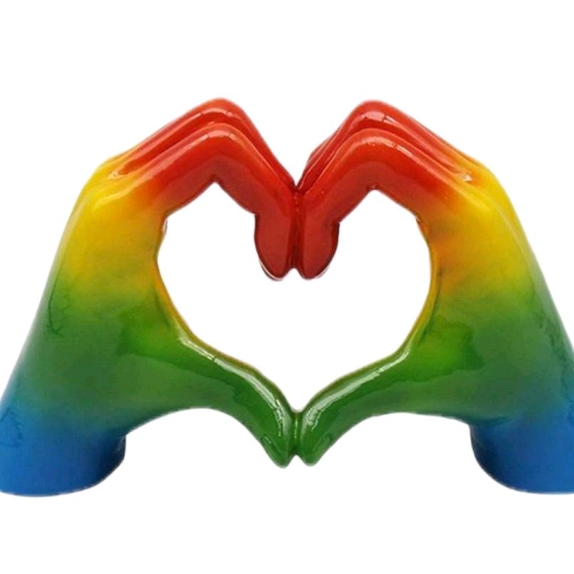 Rainbow hand heart hands decorative ornament