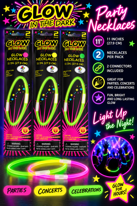 Glow in the dark necklaces 1pkt supplied