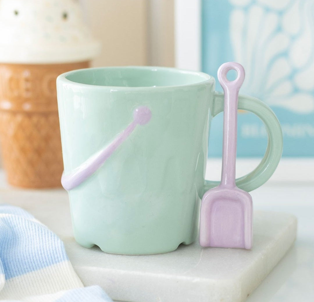 Pastel Bucket Mug with Spade Spoon