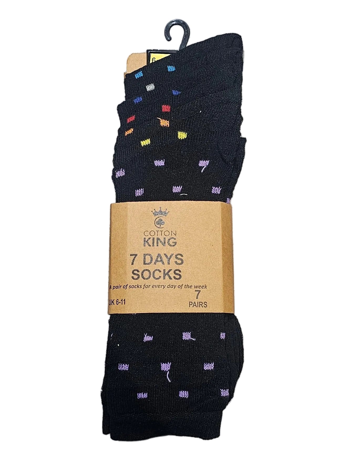 Cotton King 7 Days Socks, sized for UK 6-11