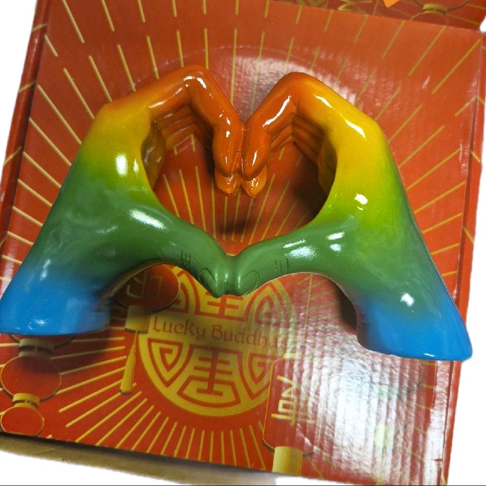 Rainbow hand heart hands decorative ornament