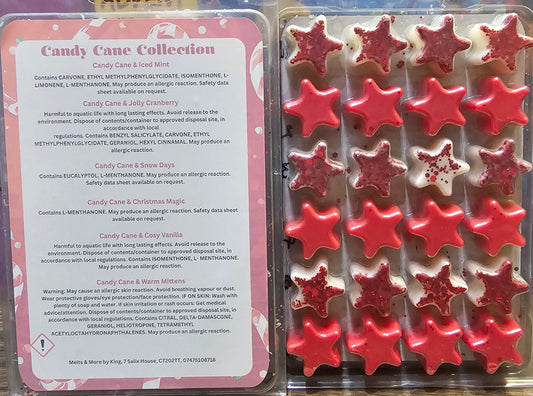 Candy Cane Collection 24 wax stars in 6 scents