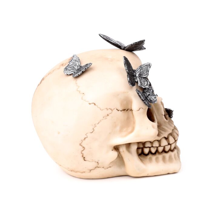 Skull with Metallic Butterflies