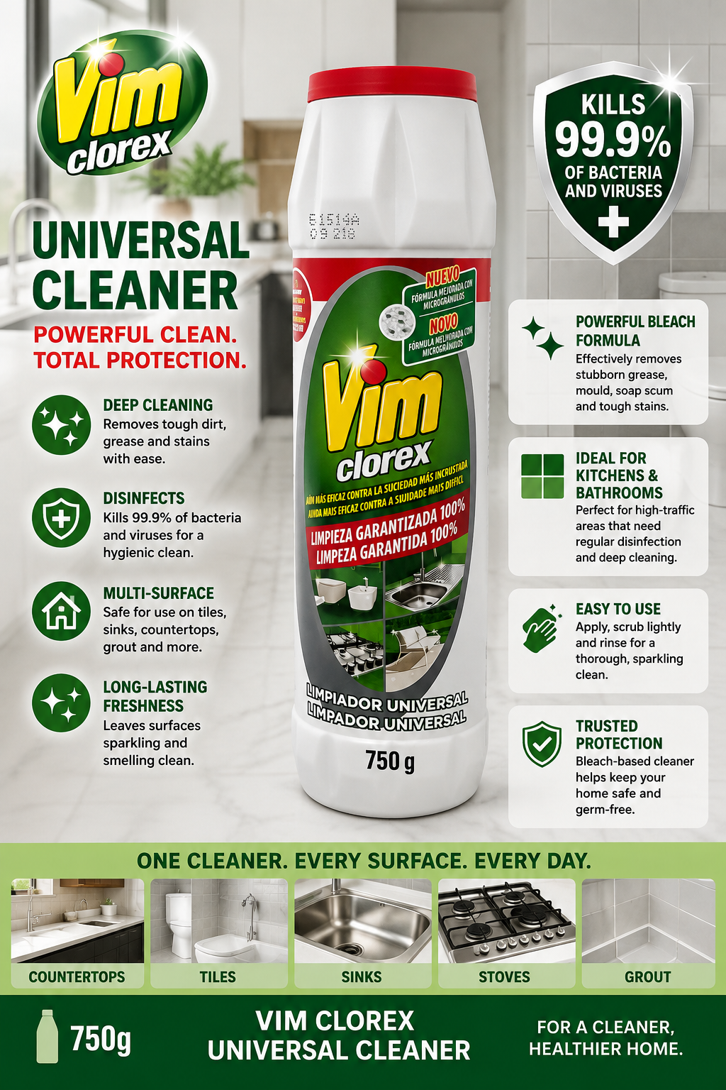 Vim clorex cleaning powder 750g
