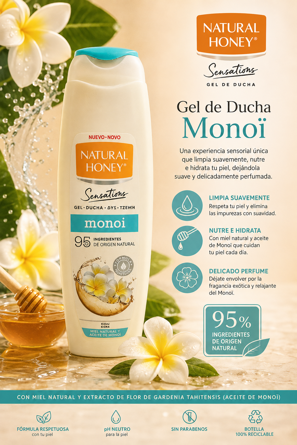Natural Honey Sensations Gel de Ducha Monoï