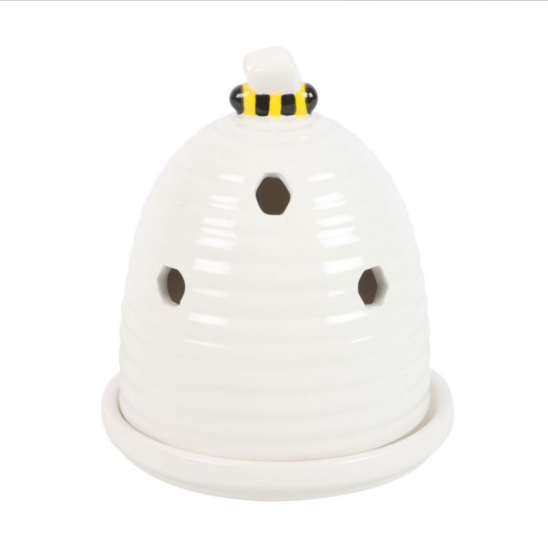 White Beehive Incense Cone Holder